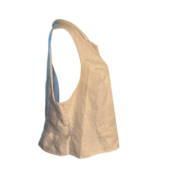 Women 2X Lauren Ralph Lauren White 100% Linen Button Vest Shirt Top Sleeveless - Picture 5 of 6